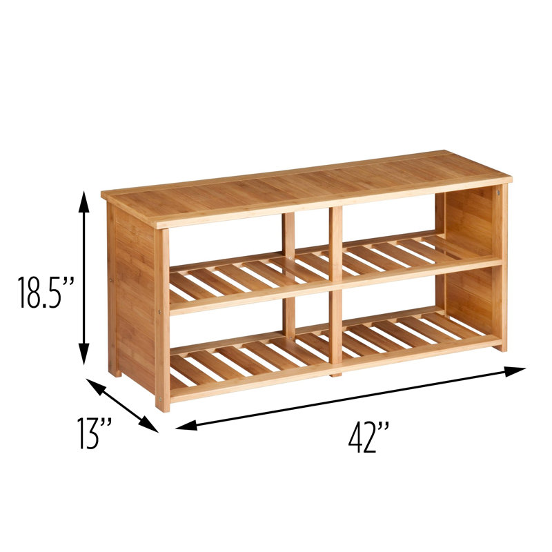 Banc de rangement 10 paires de chaussures en bambou