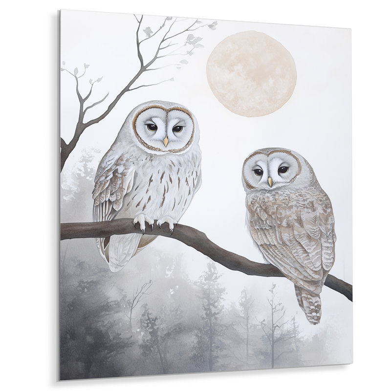 Imilia - hibou, décoration murale en métal, impression traditionnelle en métal, L 24 po x H 32 po