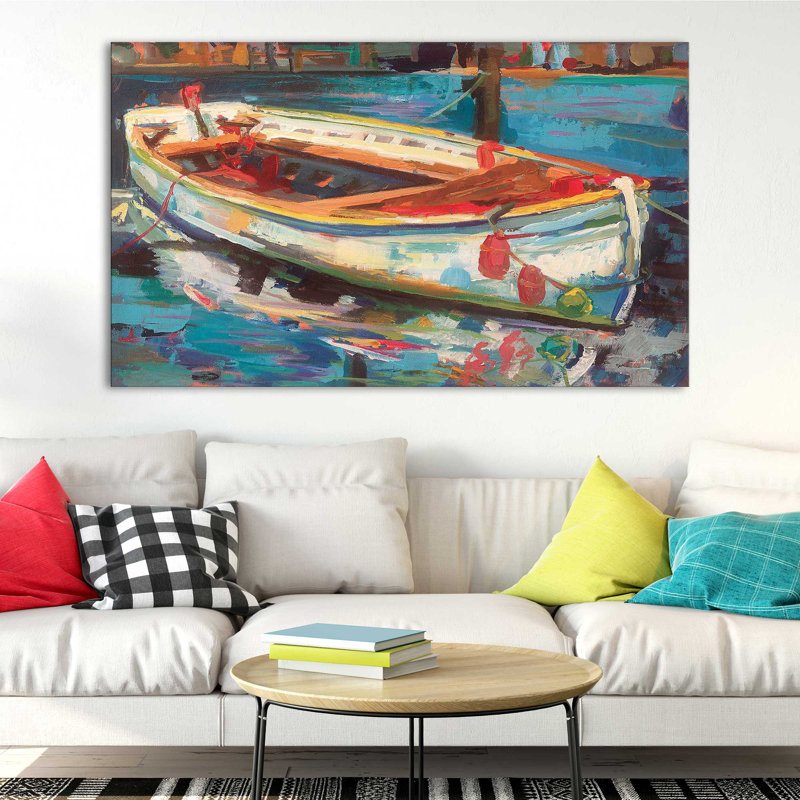 Bateau solo - Peinture, H 24 po x l 40 po x P 1,5 po, Toile tendue