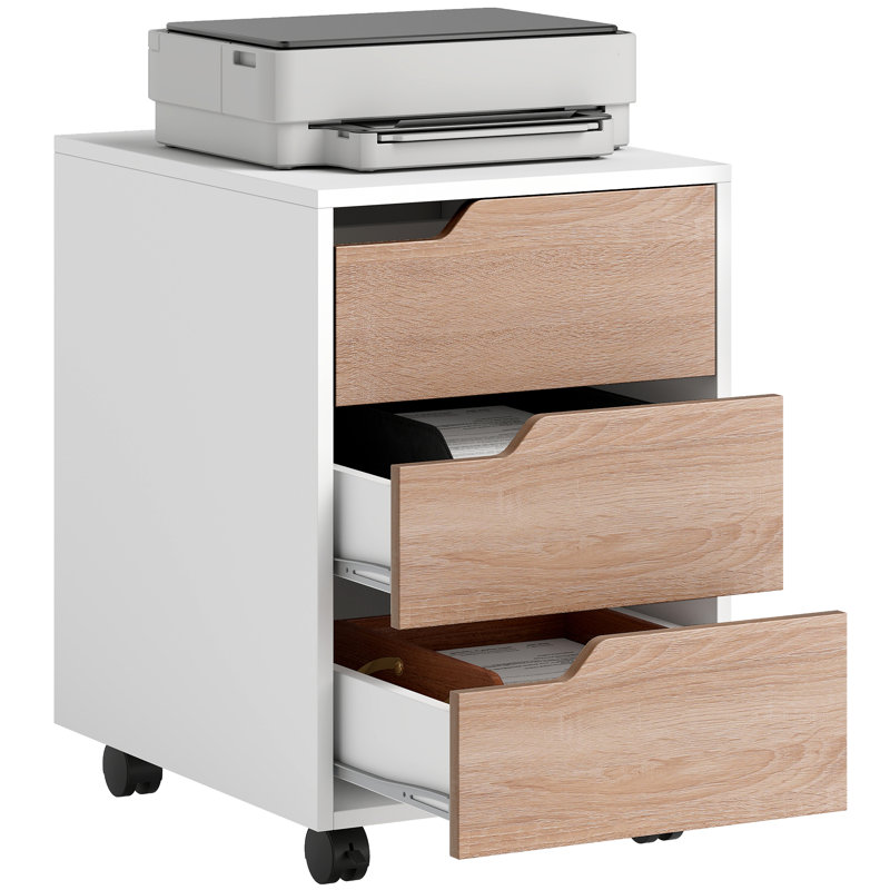 Noa 40cm Wide 3 -Drawer Mobile File Cabinet, Brown White