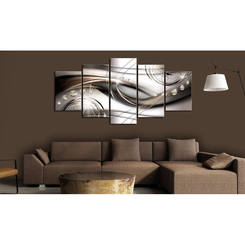 Paillettes brunes sur toile, 5 pièces, H 40 po x l 80 po x P 0,7 po