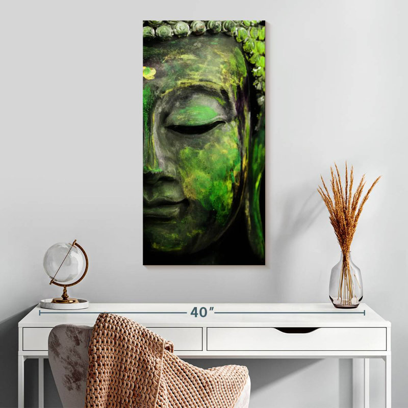 Bouddha vert, H 30 po x l 15 po