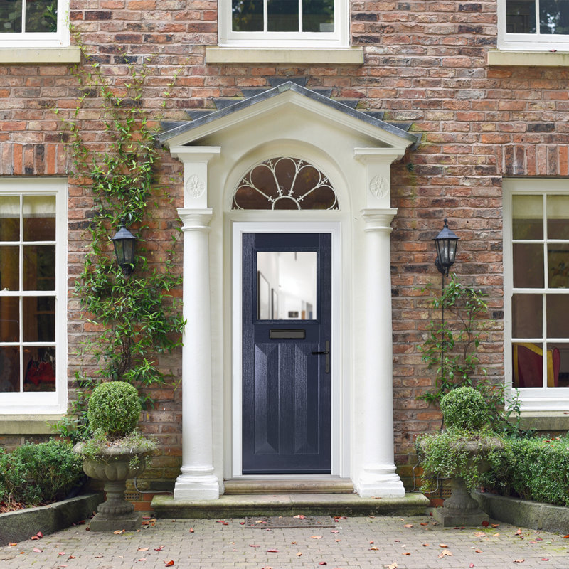 Crystal GRP Front door Eaton Slate Grey 920mm x 2090mm Open in Left hand Clear Glass, Blue, Left, 92mm x 209mm