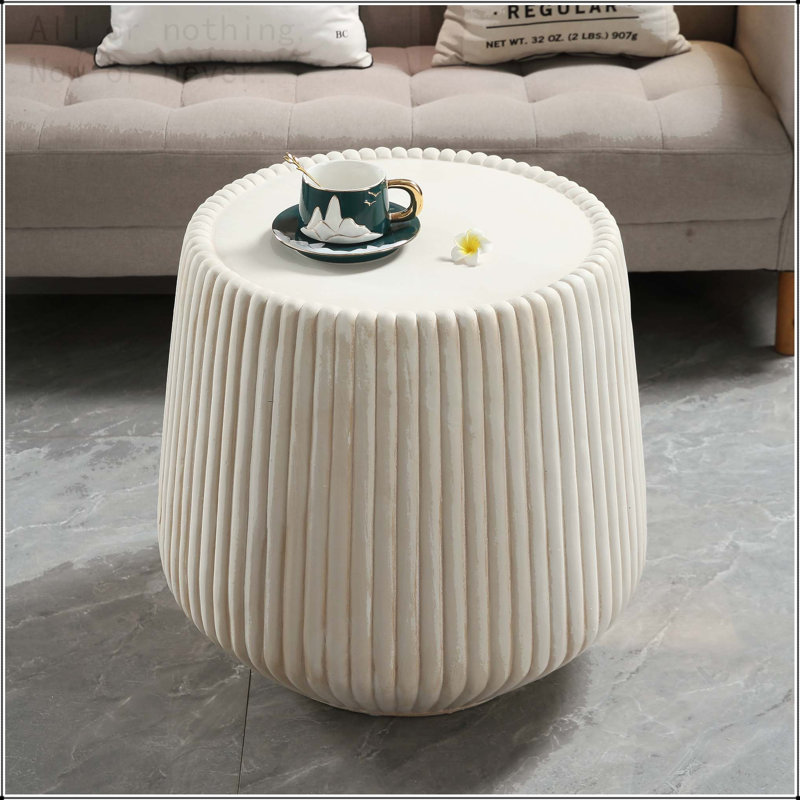 Fluted Coffee Table in Off-White Magnesium Oxide, 16.54"W