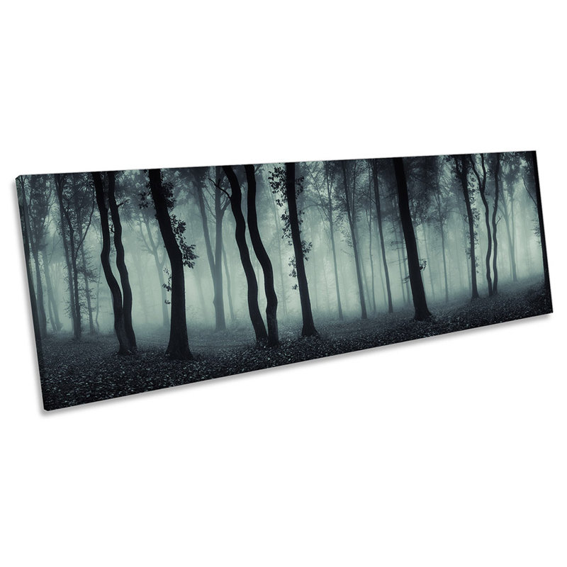Dark Misty Forest Landscape - Wrapped Canvas Panoramic Print, 30.48cm H x 91.44cm W