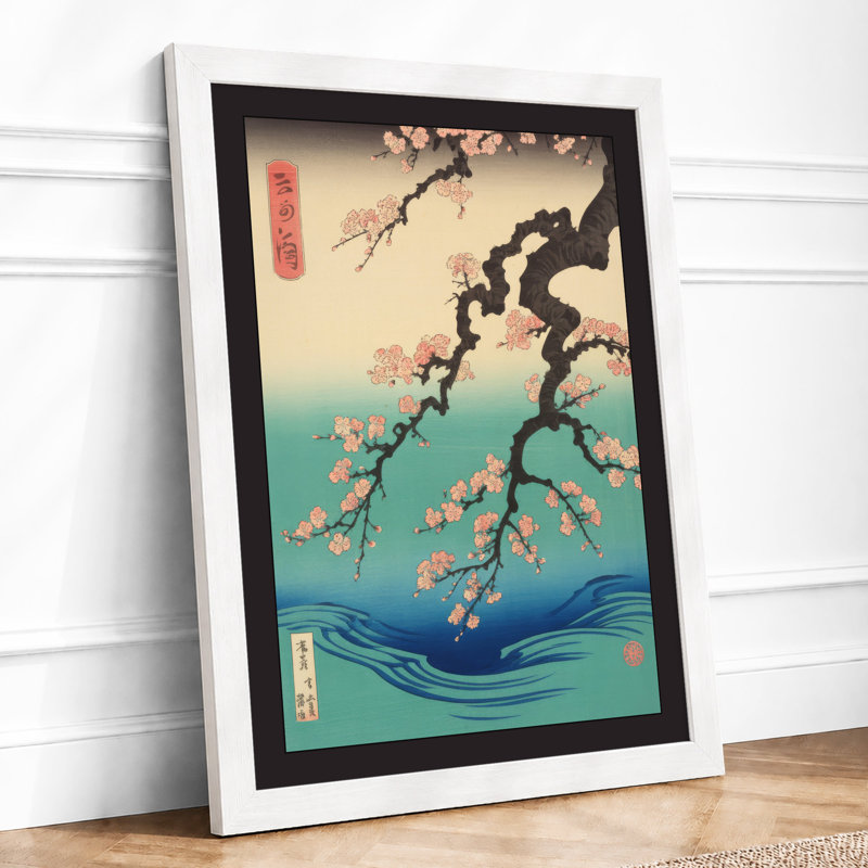 Blossoms Above Water Japandi - Framed Print, A3 - 42.0 x 29.7 cm, White