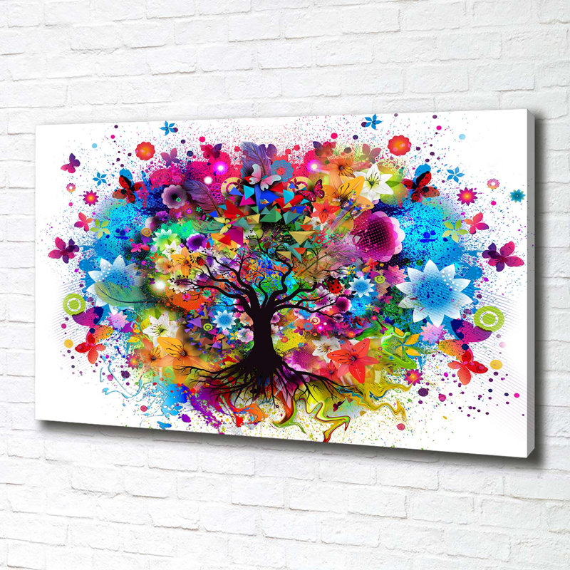 Colourful Tree 1 Piece Wrapped Canvas Wall Art