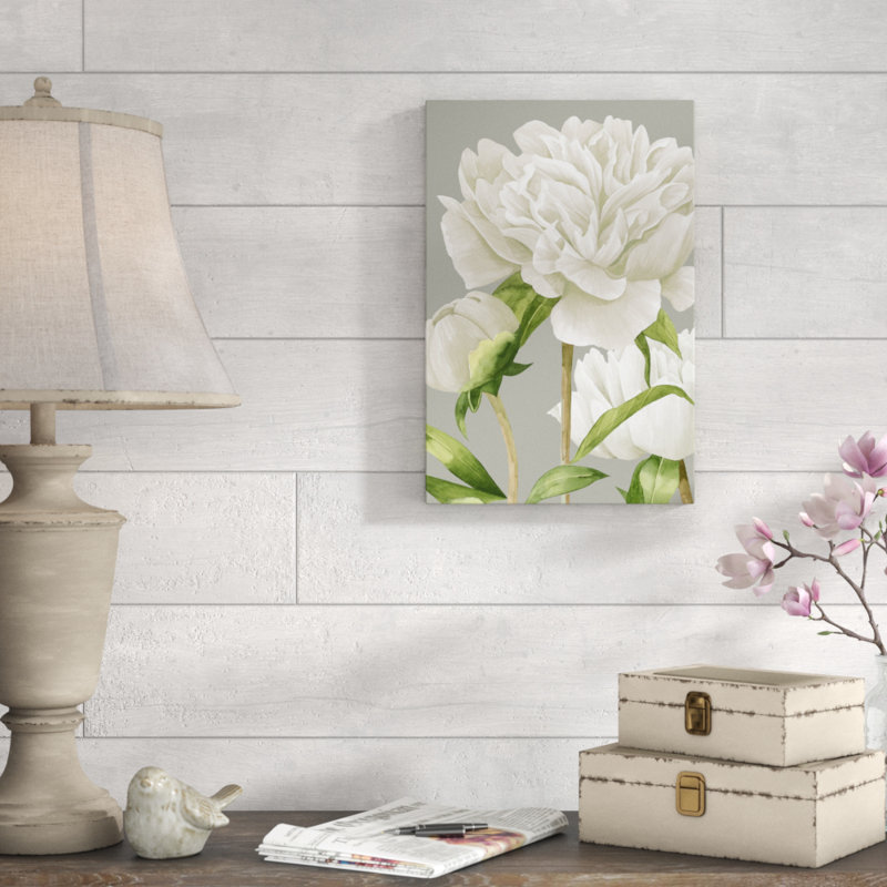 White Peonies II by Grace Popp - Painting, 30cm H x 20cm W, Wrapped Canvas
