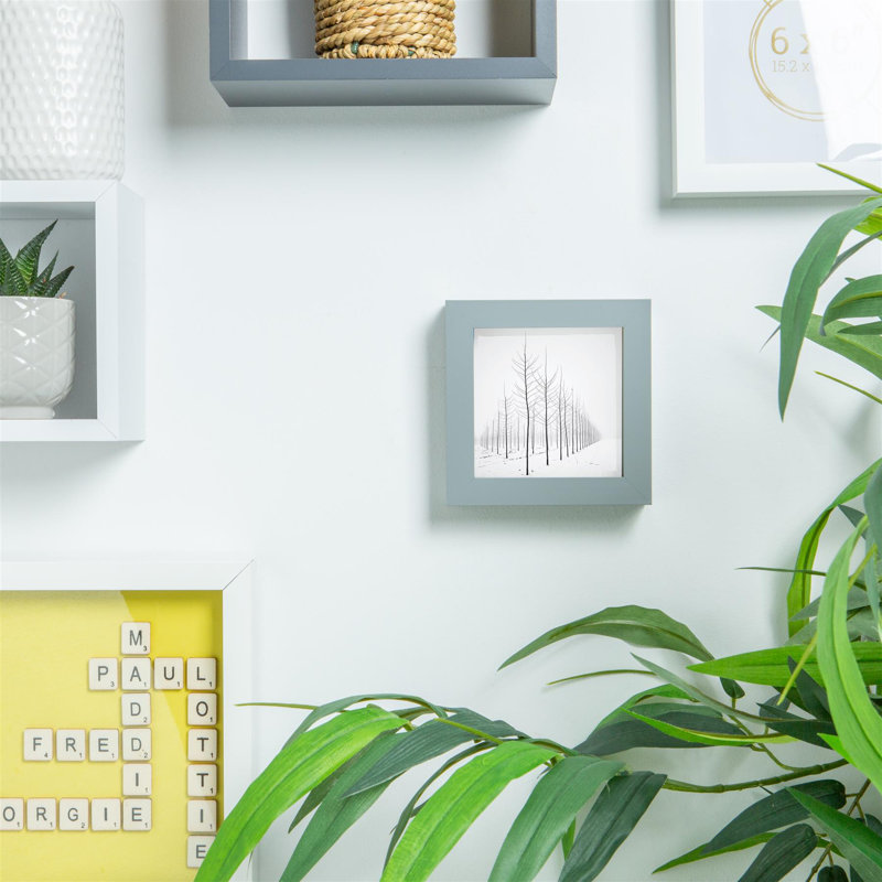 Nicola Spring - 3D Box Photo Frames, Grey, 12.5cm H x 12.5cm W x 3.5cm D