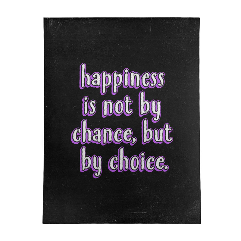 Tapis en polyester de style tableau noir à citation inspiration bonheur, Rectangle 9 pi x 12 pi