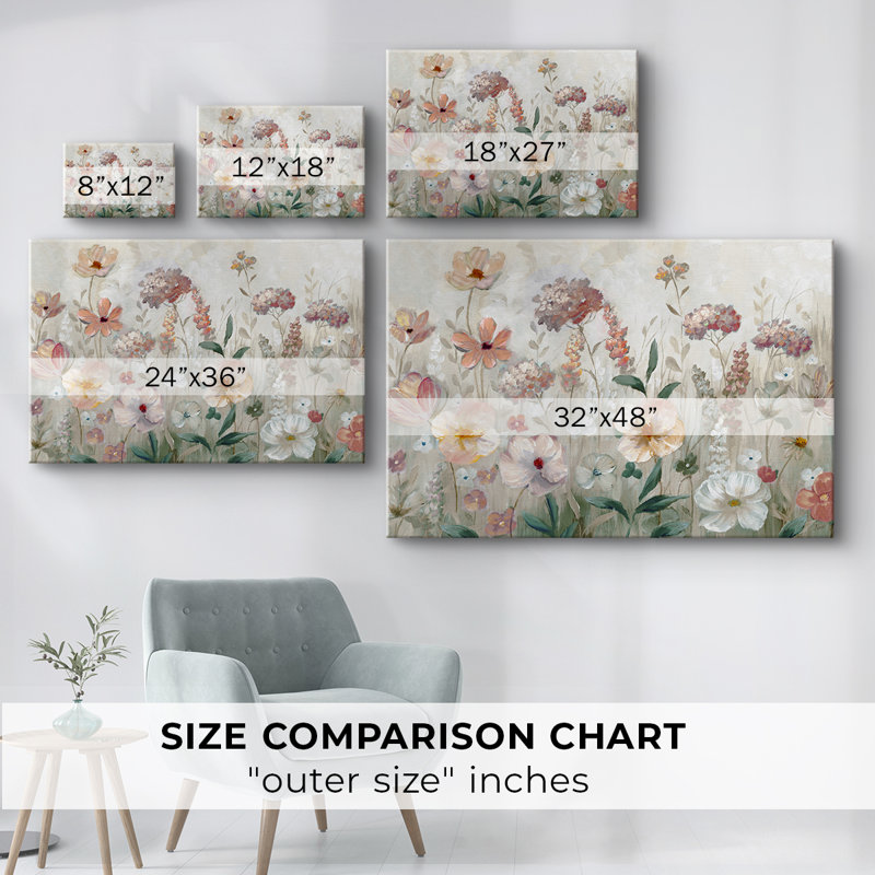 «Field of Spring» - Toile tendue avec châssis encadré - Prêt à être accroché, H 21 po x l 41 po