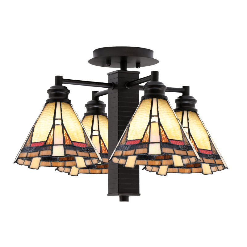 Luminaire semi-encastré 4 lumières Edge au fini espresso avec verre Zion 7 po