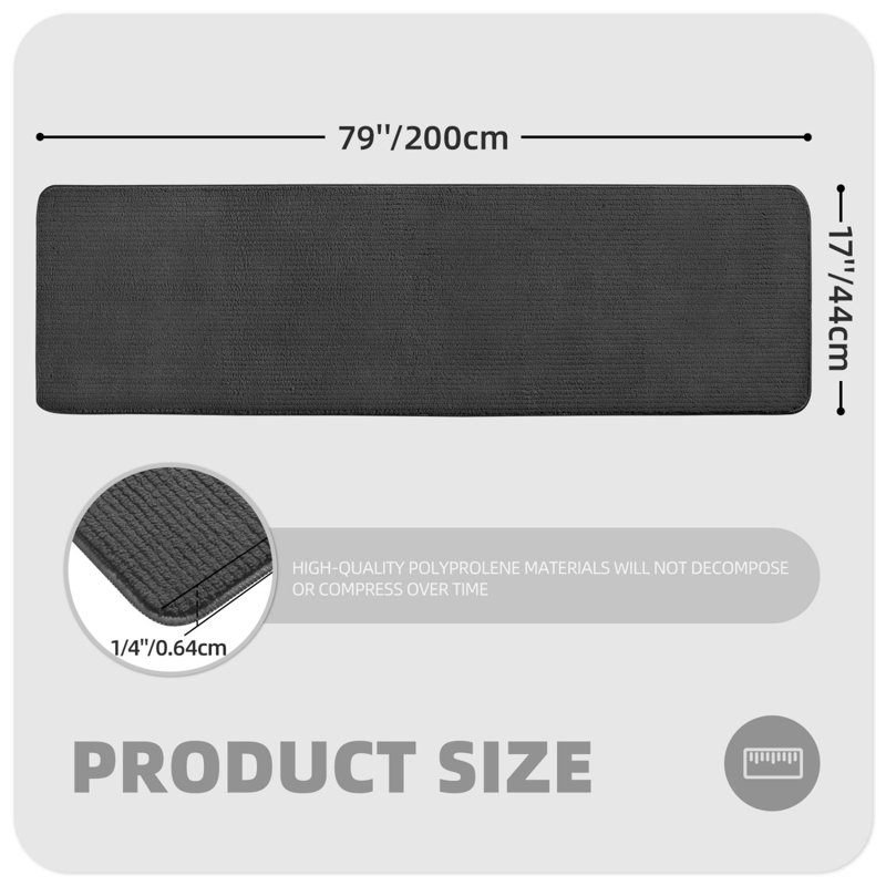 Tapis de cuisine Dawon, Noir, Rectangle 6 pi 7 po x 1 pi 5 po