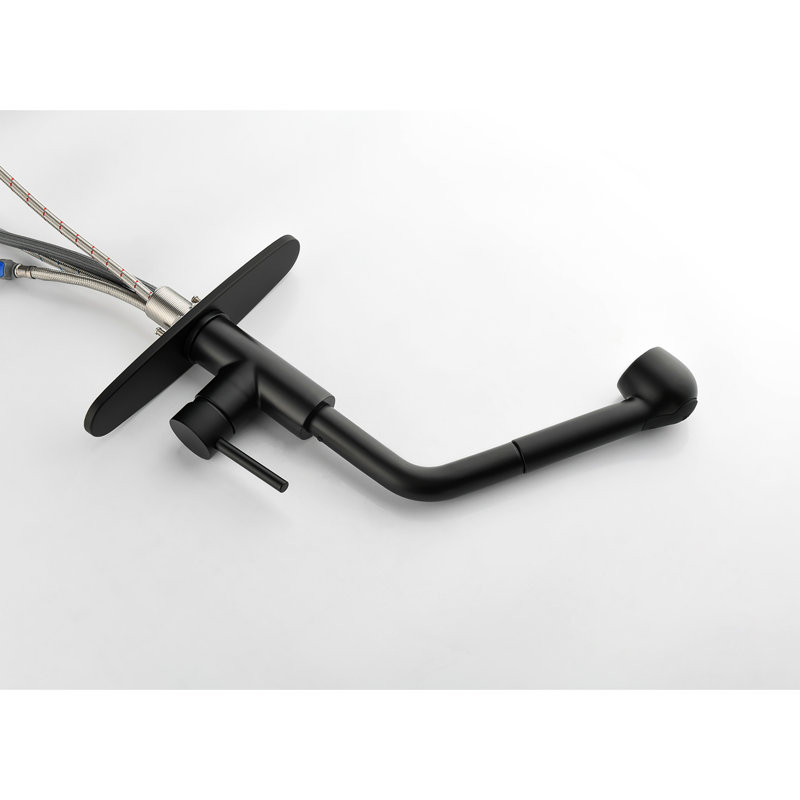 Robinet d'évier de cuisine moderne avec douchette extractible, matériau en acier inoxydable, rotation sur 360 °, poignée simple pour gérer la température et le débit de l'eau, deux réglages de débit - pour un débit et pour divers