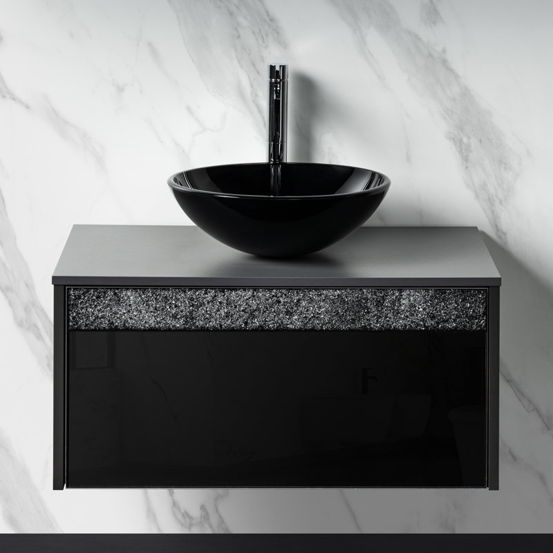 31.75'' Single Bathroom Vanity Base Only, Black/Chrome