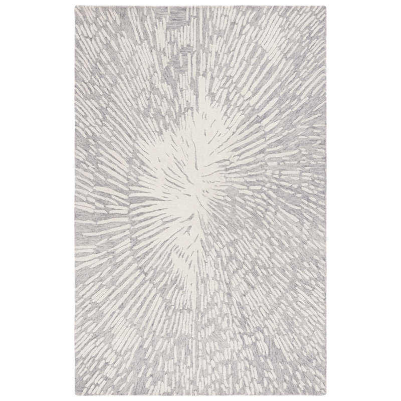 Bargneare Hand Tufted Wool And Cotton With Latex Abstract Rug, Rectangle 5' x 8'