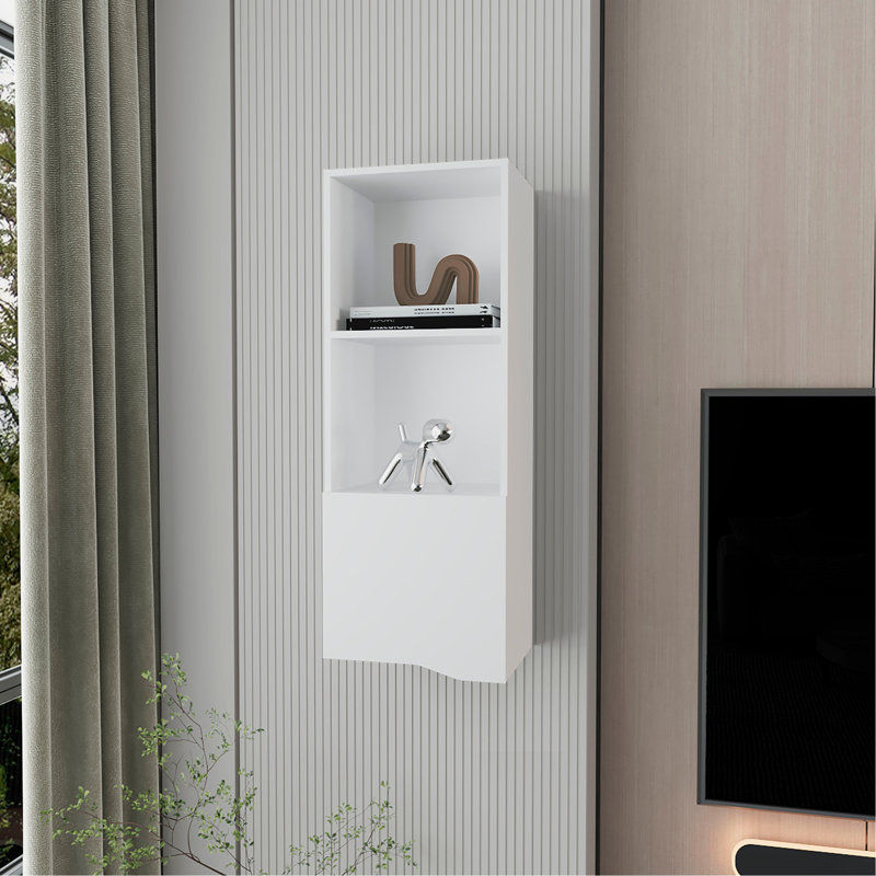 Pima Wall Cabinet In Melamine With One Door, White, White