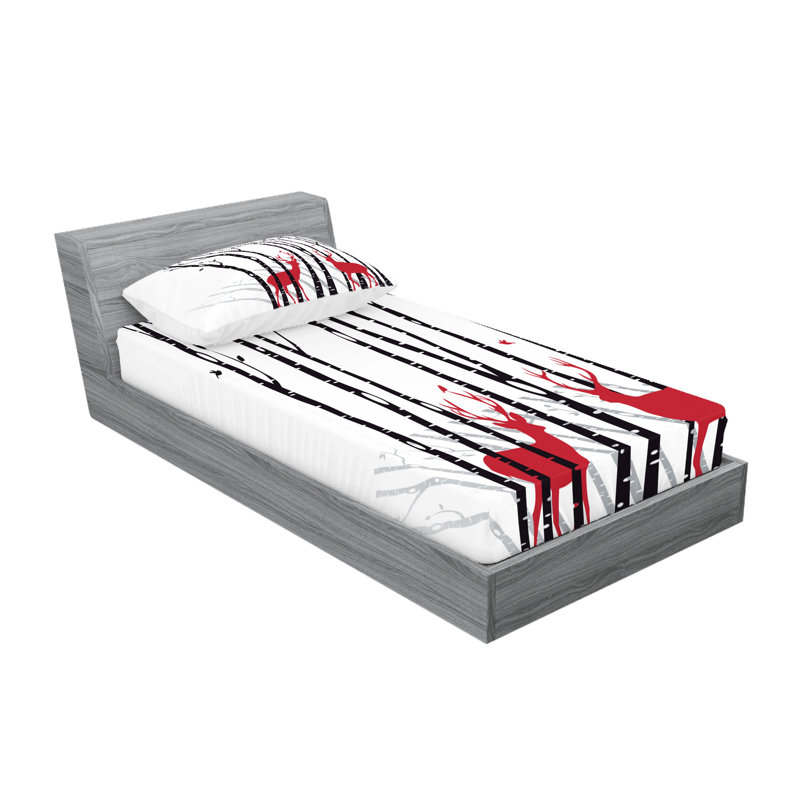 Drap-housse et coussin décoratif Ambesonne, Ensemble de draps pour lit simple TG + 3 articles 