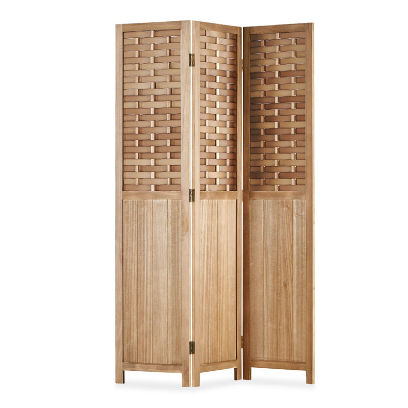 Abree 120cm W x 170cm H 3 - Panel Folding Room Divider, Natural
