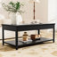 Table basse rectangulaire double couche avec compartiment de rangement caché et verrou d'empreintes digitales, marbre noir et blanc, convient aux résidences d'appartements, objets de rangement multifonctionnels, laminé à froid