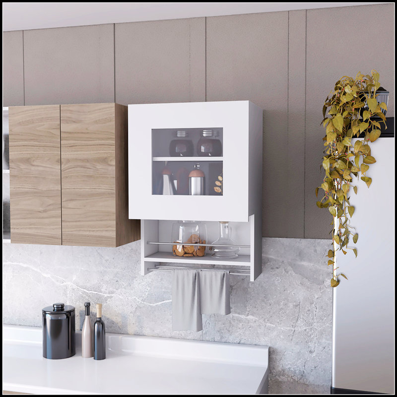 Armoire murale de cuisine avec porte vitrée Nolan pour rangement moderne et peu encombrant