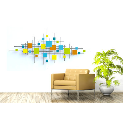 Linear MM Glass And Metal Wall Sculpture