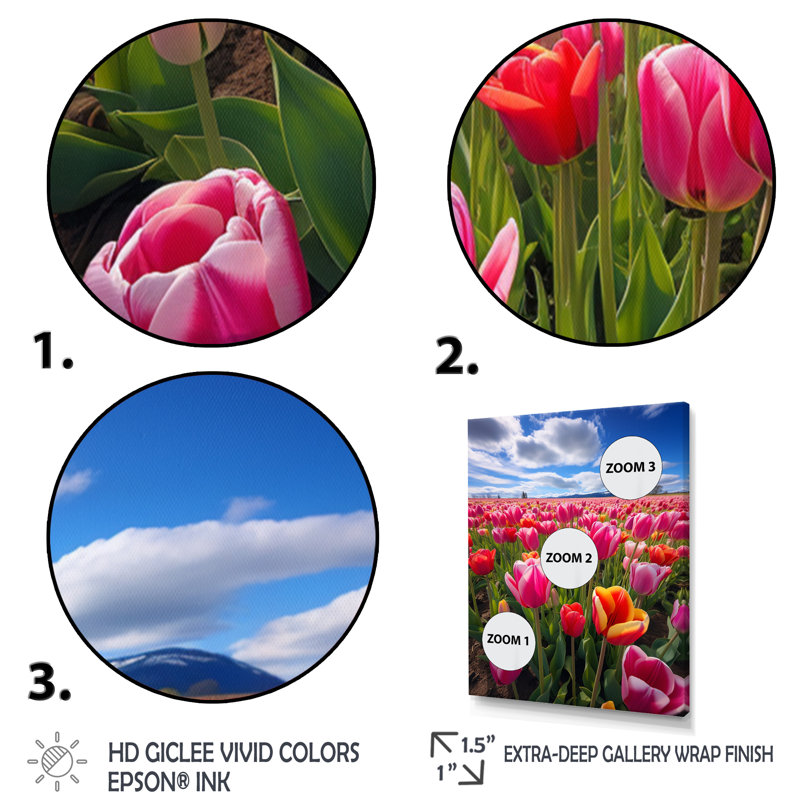 Gaspey " Germany Tulip Symphony ", Gold Floater Framed, 44" H x 34" W x 1.5" D