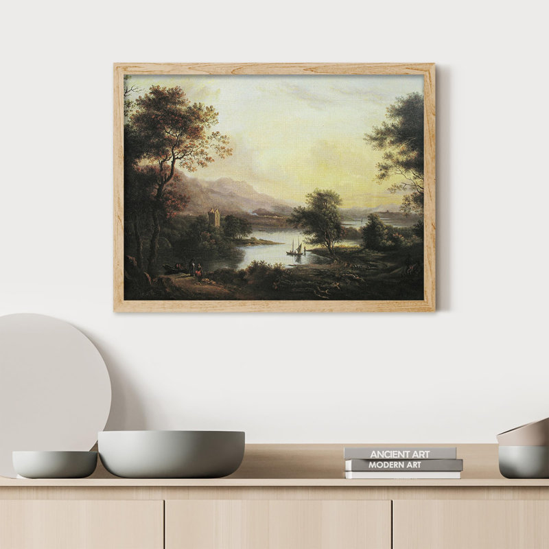 «Mountain Range Countryside Forest Lake» sur papier, H 8 po x l 10 po, Naturel