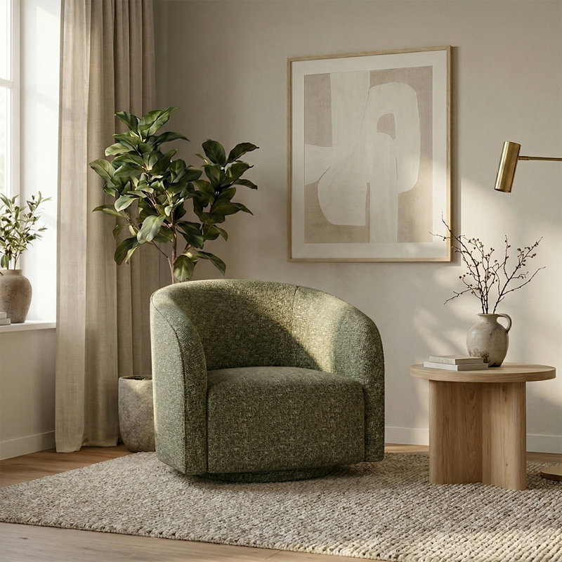 Chaise d'appoint Stella - Olive Boucle, Bouclé olive