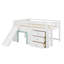Lit mezzanine à profil bas avec glissade - Lit de rangement pleine grandeur avec 3 tiroirs et 2 portes