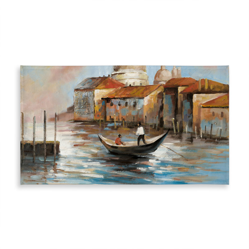 Two Europeans on a Gondola Tablecloth | Orange Waves Decor