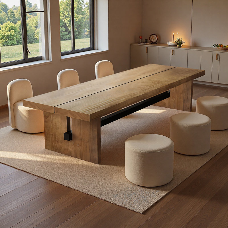 Large Banquet Solid Wood Dining Table, Rectangular Kitchen Dining Table, 29.53"H x 118.11"L x 39.37"W