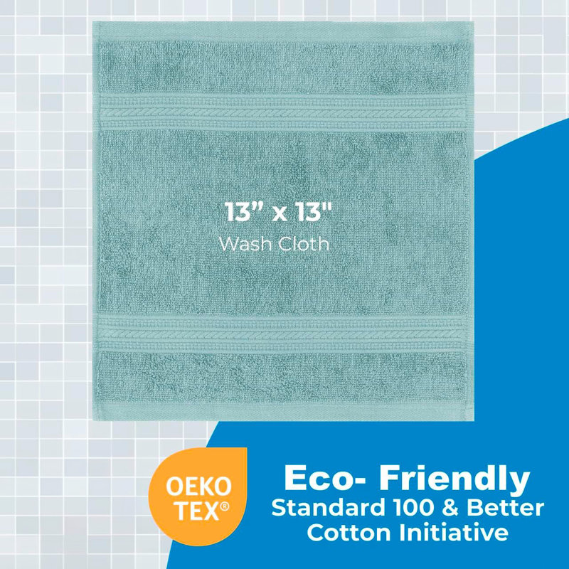 Débarbouillette 100% coton Careen Premium (13 x 13 pouces) très absorbante, Turquoise