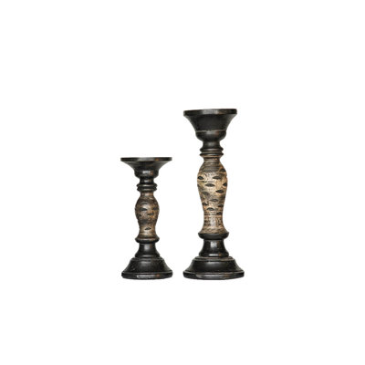 Ensemble de chandelles de table en bois 2 pièces
