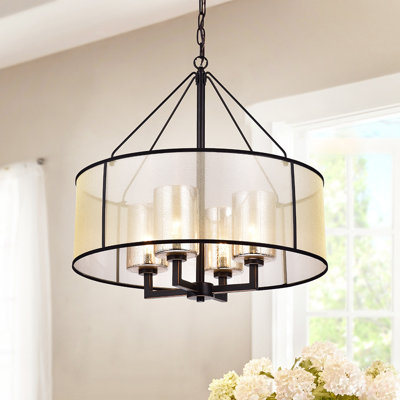 Rehan 4 - Light Glass Drum Chandelier