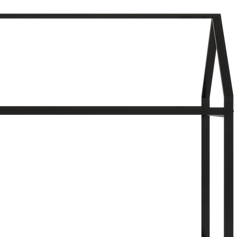 Structure de lit en métal avec clôture, Noir, noir, noir, noir