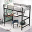 Lit en bois et panneau de fibres à densité moyenne avec bureau et tablette Loft-106847896-106847894
