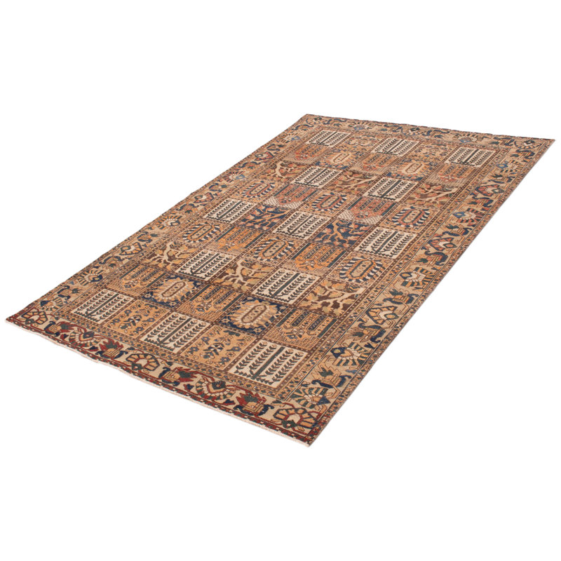 Tapis unique bleu / brun / crème de 6 pi 6 po x 9 pi 9 po Aamiya