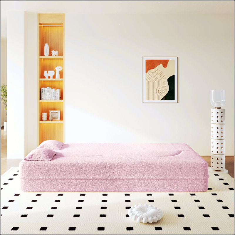 Canapé-lit convertible en tissu avec 2 coussins Modern, Rose