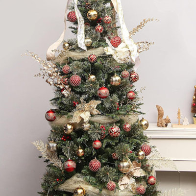 20 boules de sapin de Noël, décorations de Noël incassables de 3,16 po pour arbre de Noël, ensemble de babioles suspendues en or rouge pour la décoration de mariage