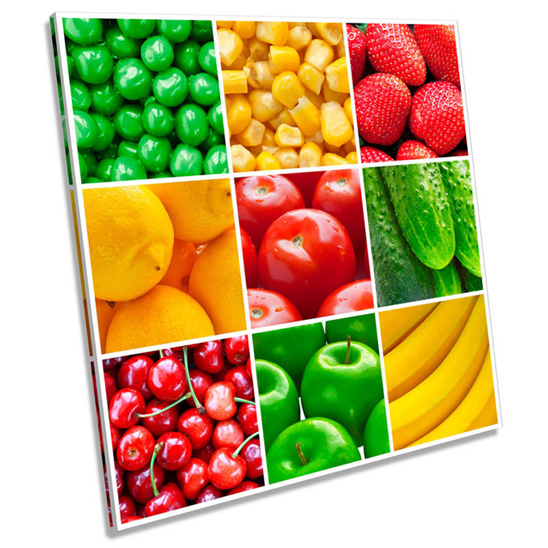 X0010 Fresh Fruit Kitchen Collage 1 Piece Wrapped Canvas Wall Art, 40.6cm H x 40.6cm W x 2cm D