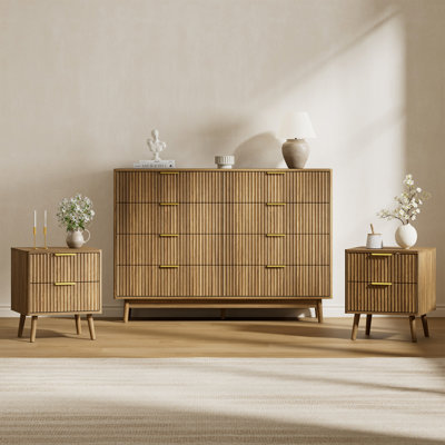 Ensemble de chambre à coucher 3 pièces (1 commode + 2 tables de chevet) (ensemble de 3)