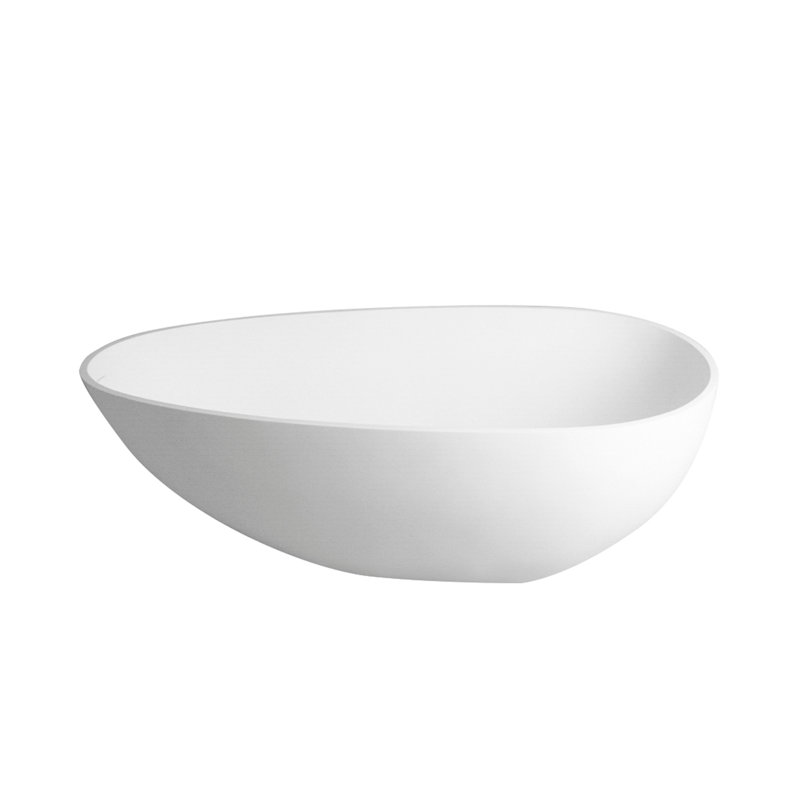 Baignoire de trempage autoportante ovale 67 po x 33,5 po x 20 po en blanc mat avec drain