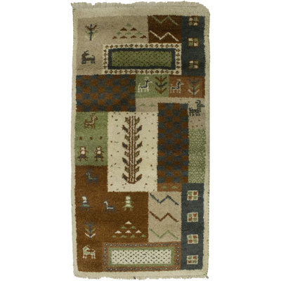Tapis beige tribal 2 x 4 Indo Gabbeh