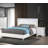Modern Style Queen Size Bed LED Lights Charging Port Button Tufted Metal Legs White Finish Bedroom Furniture