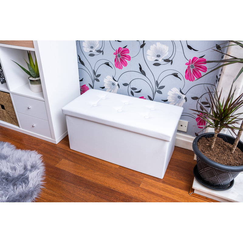 76cm Wide Standard Ottoman, Faux Leather, White