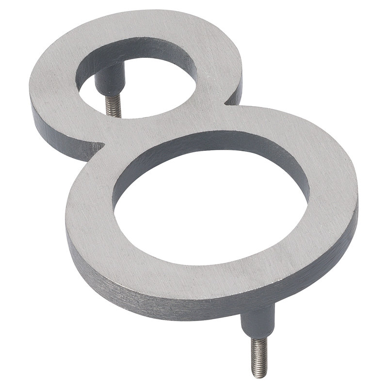 Numéro de maison à fixation flottante 6 po, Nickel satiné / gris, 8