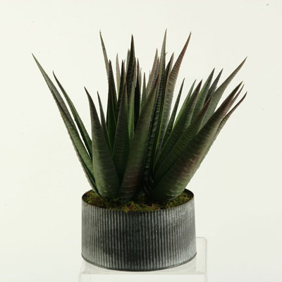 Faux Agave Succulent in Metal Planter