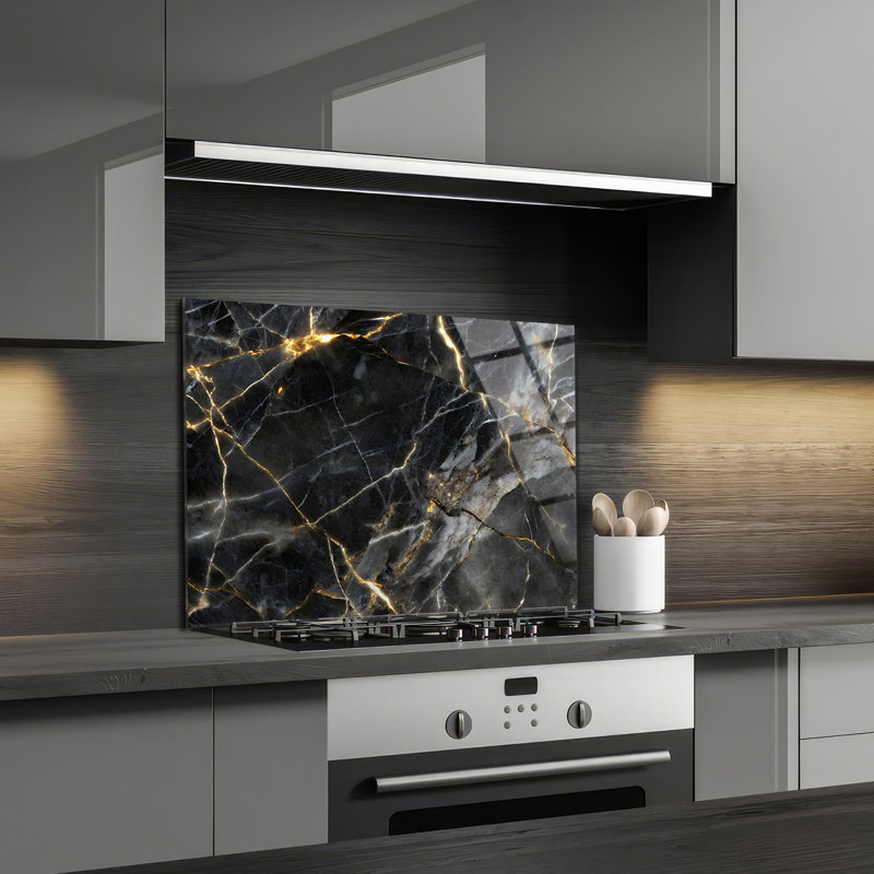 Dosseret en verre trempé Golden Veins, H 25 po x l 36,5 po x P 0,5 po