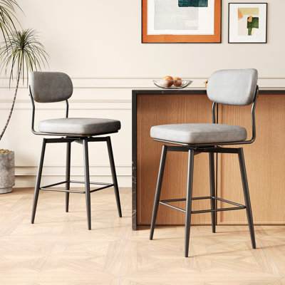 360 °Rotating Bar Chair  Bar Stool Bar Stools Set Of 2 Piece Set With Leather Cushions And Iron Brackets